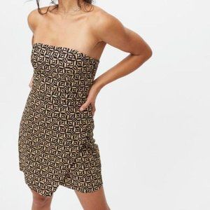 UO Juliette Black Geo Wrap-Around Mini Dress